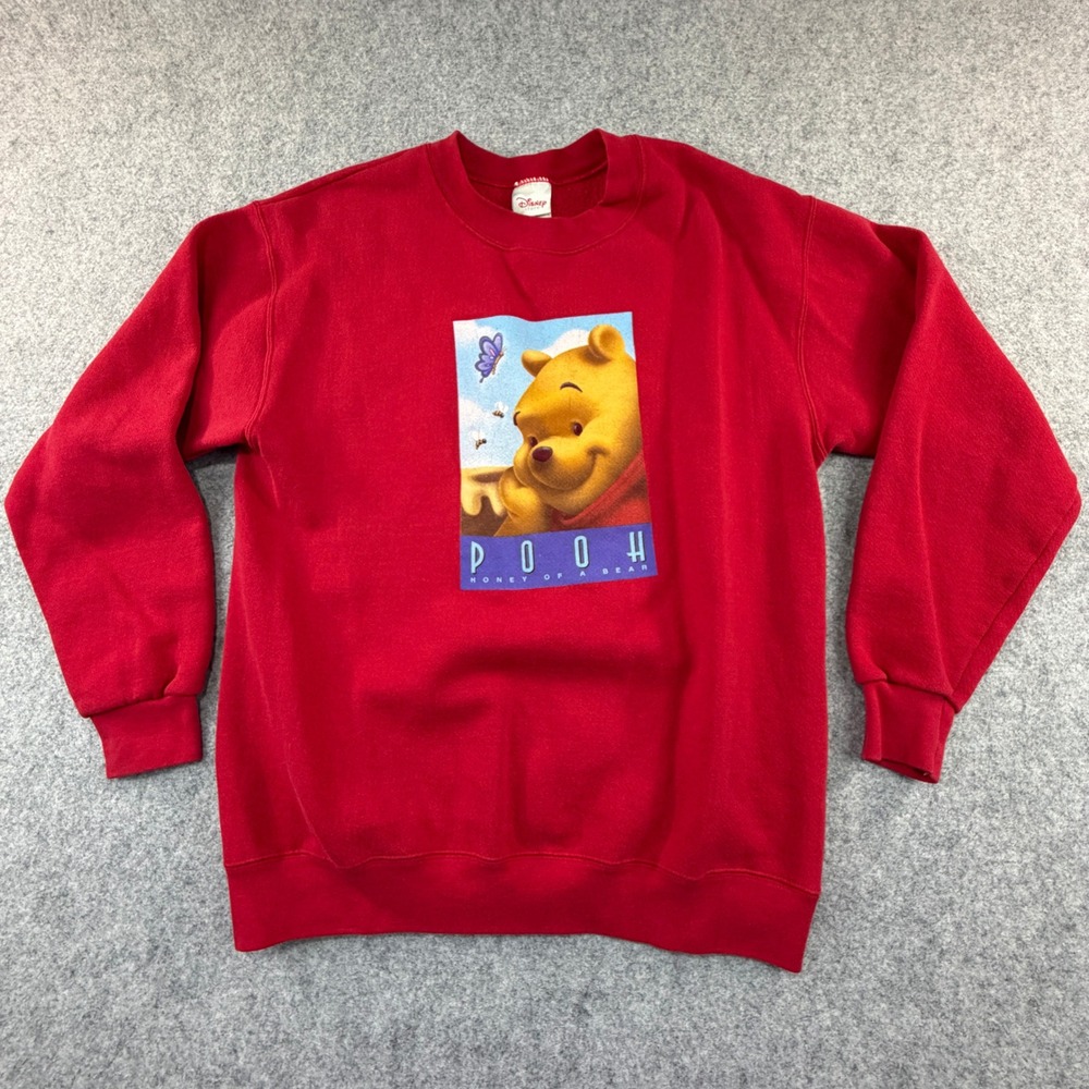 Vintage Disney Store Winnie the Pooh Sweatshirt Red Graphic Crewneck Medium